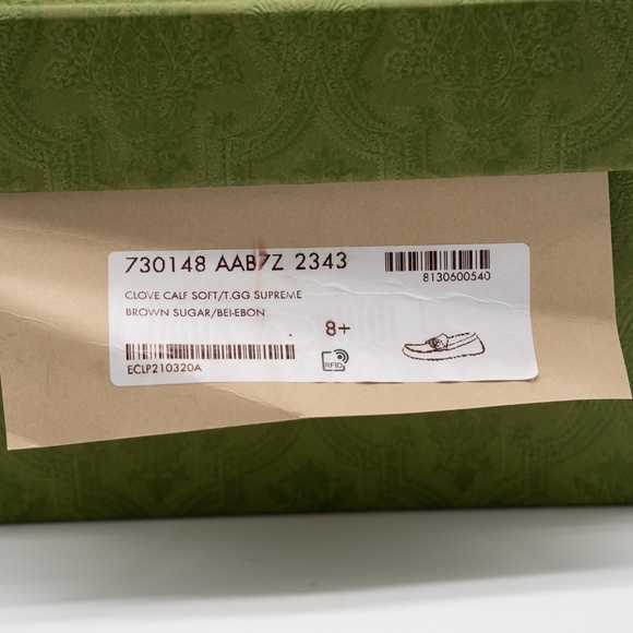 8.5G 9 US Gucci Interlocking G Leather Moccasin Driver Brown Loafers Leather - Picture 12 of 12